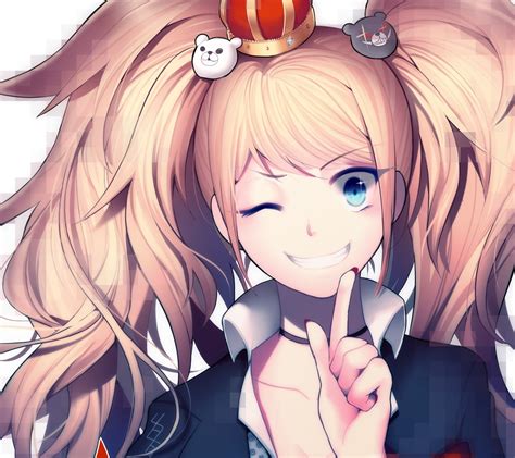 Junko Enoshima Hd Wallpaper Smiling Blonde With Twintails