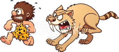 Sabertooth Chasing Caveman Stock Photo | Royalty-Free | FreeImages