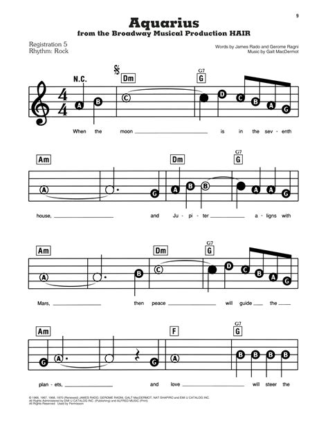 Aquarius From The Musical Hair By The Fifth Dimension Sheet Music For