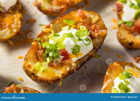 Peles De Batata Fritas Carregadas Em Casa Foto De Stock Imagem De