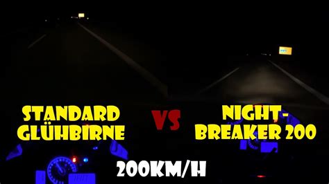 OSRAM NIGHT BREAKER Vs Standard Licht H7 TEST Bei 200km H Motorrad