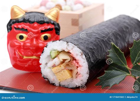 Japanese Setsubun Event, Masks of Demon and Sushi Stock Photo - Image of ogre, face: 171841502