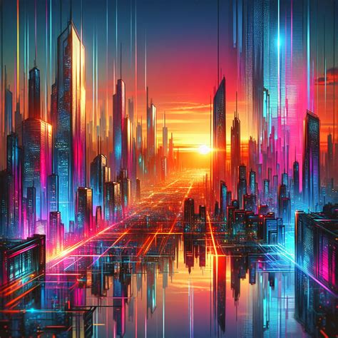 Futuristic Neon Cityscape Cyberpunk Sunset View Ai Art Generator Easy Peasyai