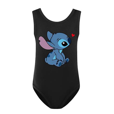 Barn Barn Flickor Disney Stitch Badkläder Tecknad Simdräkt Baddräkt Bikini Surf Beach Baddräkt