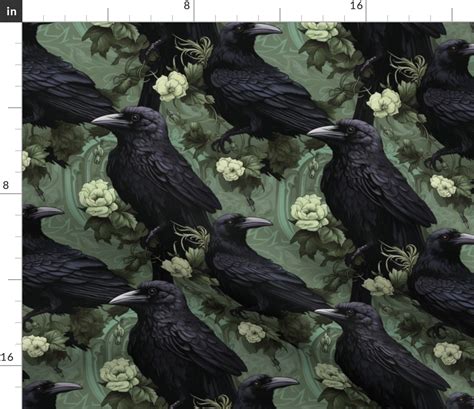 Minty Fresh Ravens Fabric Spoonflower