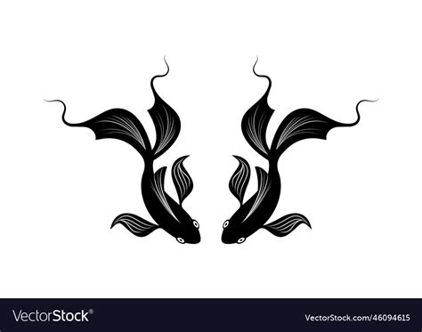 Black Koi Fish Clipart Icon Royalty Free Vector Image