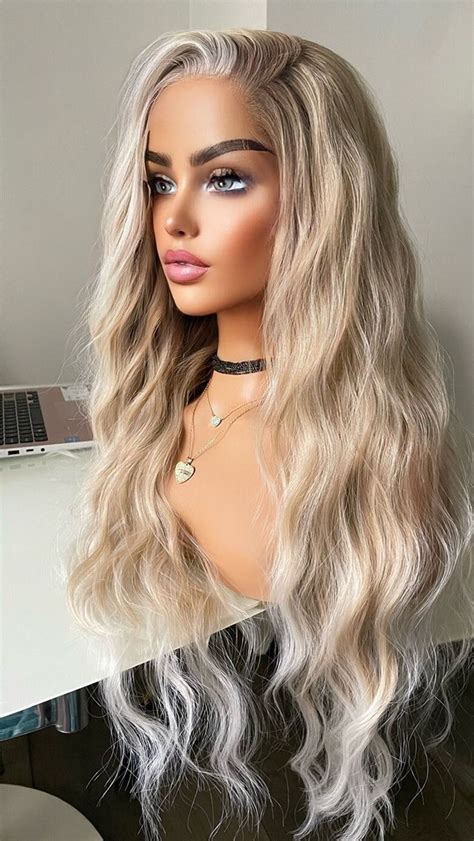 Pearl Blonde Lace Front Wigmixed Blonde Heat Safe Synthetic Wigocean Wave Money Piece Lace Wig