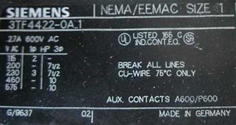 Siemens Model 95 Mcc Parts