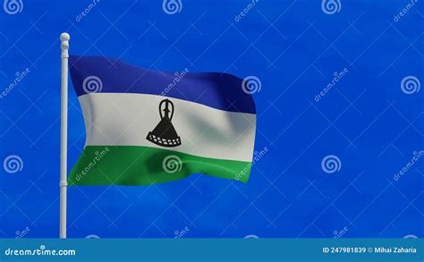 Lesotho Flag Waving In The Wind D Rendering Illustration Stock