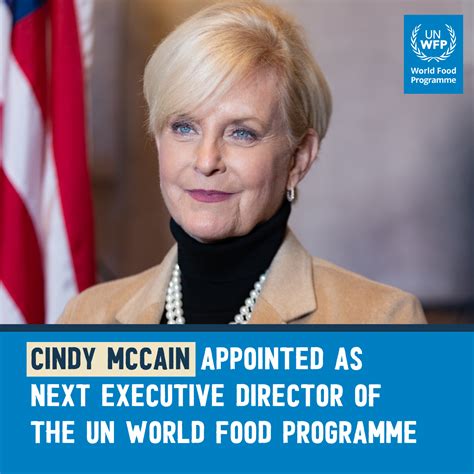 Wfp Executive Board Welcomes Appointment Of Cindy Mccain As New Head Of