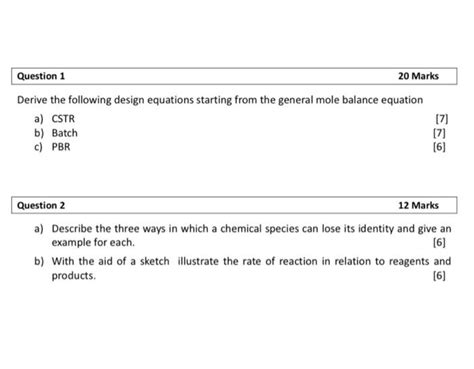 Solved Question 1 20 Marks Derive The Following Design