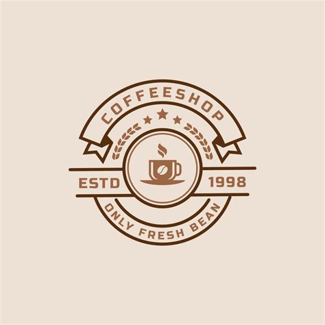 Classic Retro Badge Coffee Shop Logos Cup Beans Cafe Vintage Style