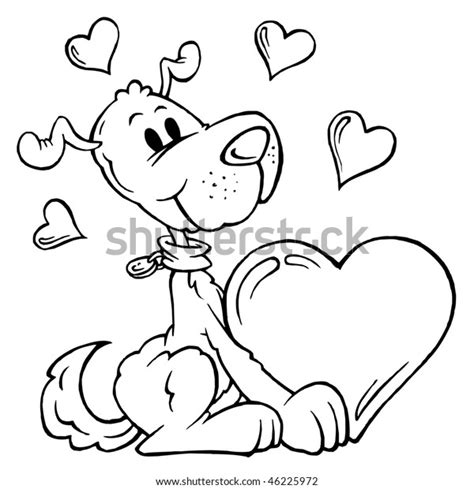 Valentines Day Dog Heart Coloring Stock Vector (Royalty Free) 46225972