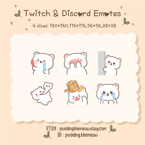 Twitch Discord Emotes Pack S Er Chibi Eisb R Etsy Schweiz