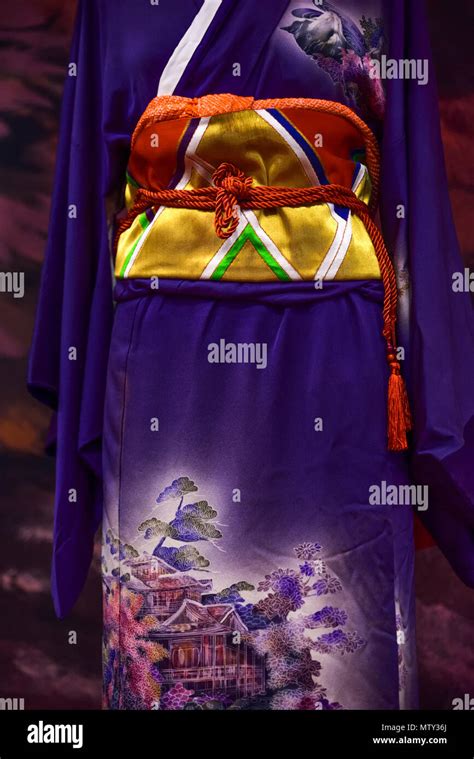 Kimono. Traditional Japanese dress for women with colorful decorations ...