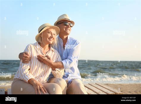 Happy Mature Couple At Sea Resort Stock Photo Alamy