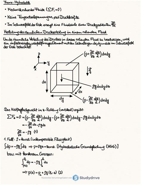 Theorie Hydrostatik Aus Tutorium Theorie Hydrostatik