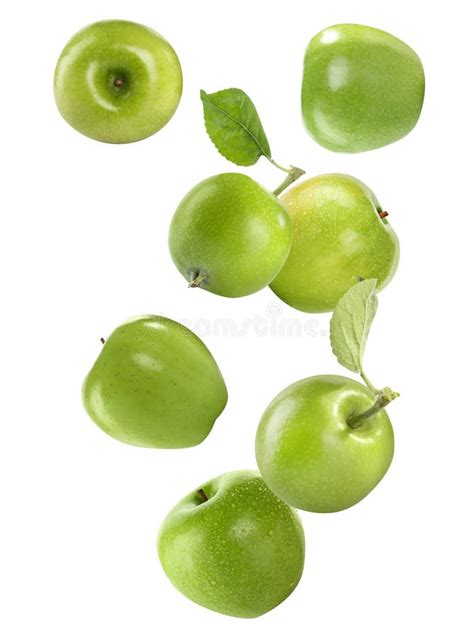 Ripe Green Apples Falling on Background Stock Photo - Image of falling, juicy: 192286980