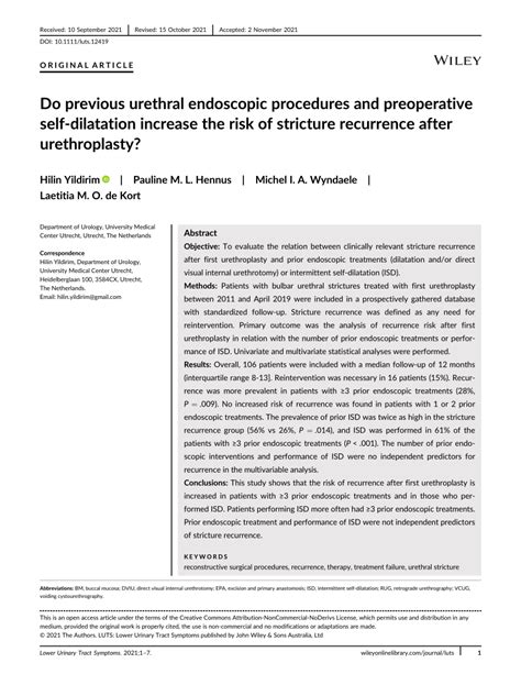 PDF Do Previous Urethral Endoscopic Procedures And Preoperative Self