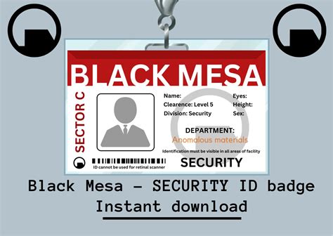 Printable Black Mesa Security Id Card Badge From Half Life For Cosplay