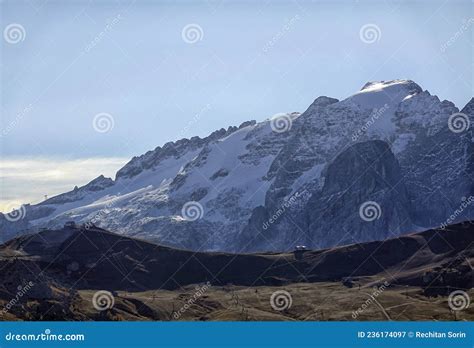 Panoramic View Of Sella Pass Located At 2240 M Between The Sassolungo Group And The Sella Group