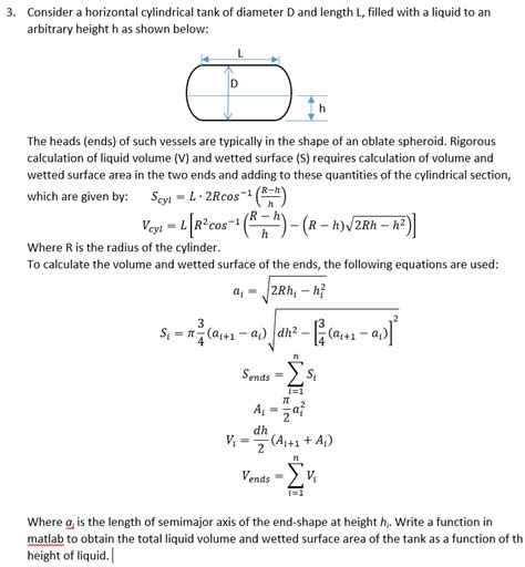 3 Consider A Horizontal Cylindrical Tank Of Diameter Chegg