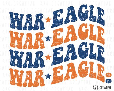 Retro War Eagle Groovy Png War Eagle Png Auburn Png Etsy