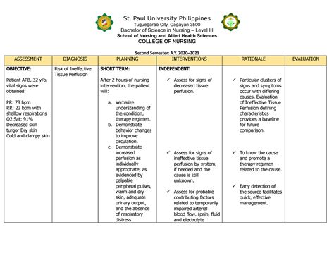 Nursing Care Plan Ineffective Tissue Perfusion Nursing Care Plan Porn