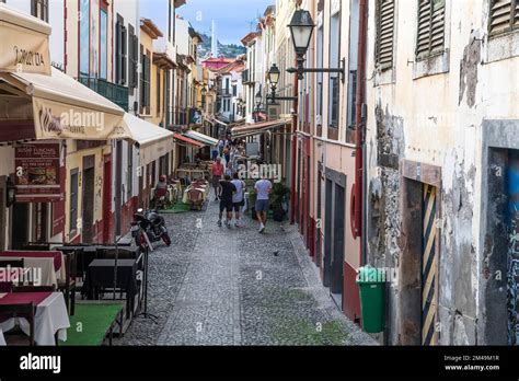 Rua De Santa Maria Old Town Funchal Madeira Island Portugal Stock