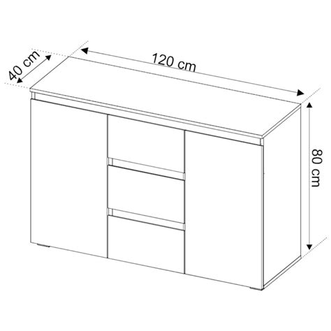Luiza Komoda 2 Vrata 3 Ladice 120x40x80 Cm Natur Wotan Hrast