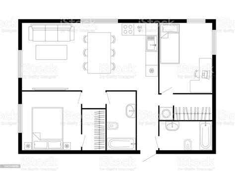 Two Bedroom Apartment Floor Plan Stock Illustration Download Image