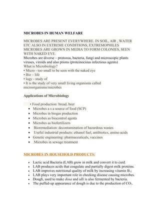 Notes For Microbes In Human Welfare Th Biology Pdf