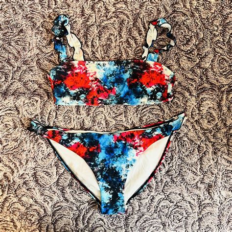 No Boundaries Tie Dye Bikini Swimsuit Set Top Size M Gem