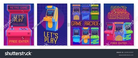 Retro Gaming Posters Arcade Game Event Stock Vector Royalty Free