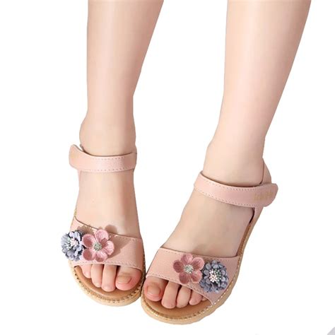 Children Kids Girls Summer Flowers Summer Sandals For Teens Girls Princess Shoes 5 6 7 8 9 10 11 ...