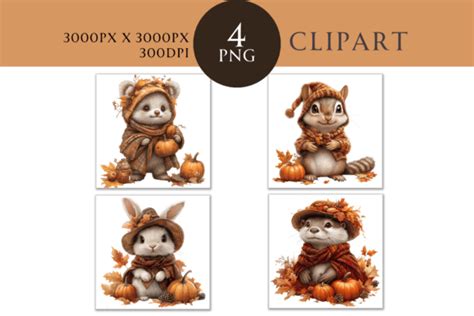 Autumn Cute Animals Watercolor Clipart Graphic by Watercolour Lilley · Creative Fabrica