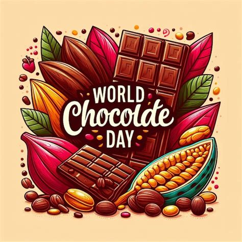 Premium Vector A Poster Of A World Chocolate Day With A Banner That