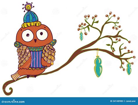 Winter Owl Cartoon Stock Photo - Image: 34148980