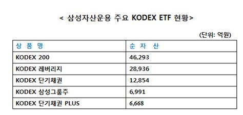 삼성운용 Kodex Etf 순자산 115조굳건한 1위