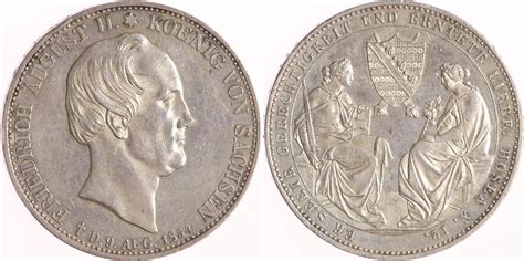 Sachsen Königreich Doppeltaler 1854 Friedrich August II 1836 1854 EF