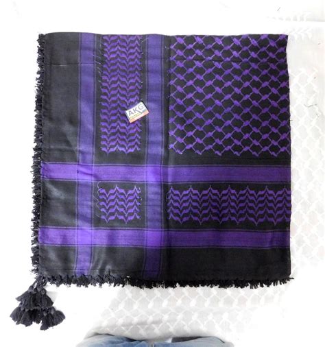 Palestinian Keffiyeh Shemagh Scarf Purple Black Hirbawi Traditional