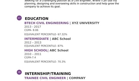 Civil Engineering Resume For Freshers Resume Templates For Civil