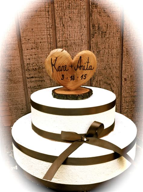 Rustic Wedding Cake Topper Heart Wedding Cake Topper Wooden - Etsy