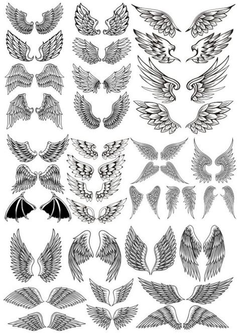 Wings Set Cdr Безкоштовний вектор Wing Tattoo Men Wing Tattoo Designs Wing Tattoos On Back