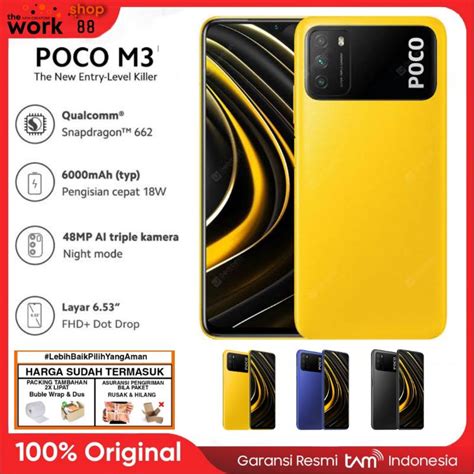 Hp Baru Xiaomi Poco M3 6 128 6GB 128GB Garansi Resmi Tam Segel Asli