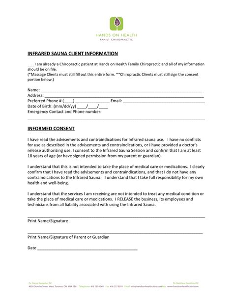 Infrared Sauna Consent Form Docslib