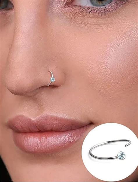 Gold Silver Diamond Nose Ring Hoop Gold Crystal Nose Ring Etsy Uk