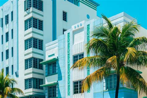 Art Deco Buildings In Miami South Beach Florida Usa Editorial Stock