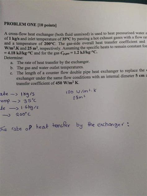 Solved Problem One Points A Cross Flow Heat Exchanger Chegg