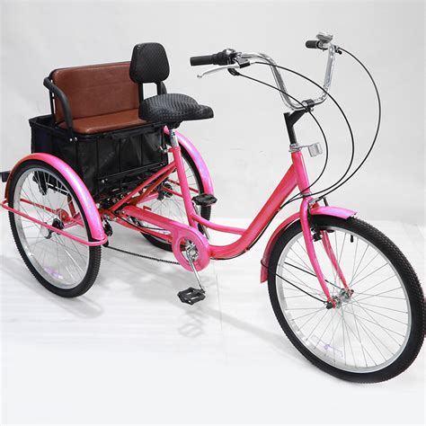 Custom Leisure Pedal Tricycle 24 Inch 7speed Multifunctional Adult Tricycle With Passenger Seat